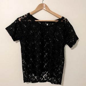 H&M Black Lace Crop Style Shirt